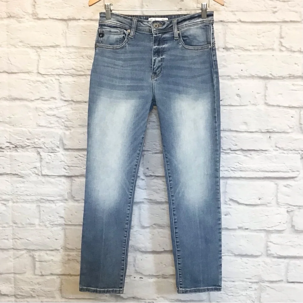 KanCan 28 Straight High Rise Embroidered Cropped Ankle Jeans Dice #209726